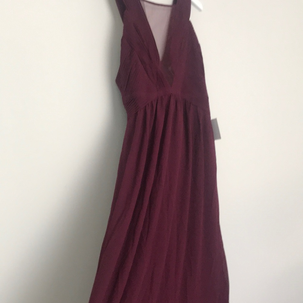 NWT Lulu’s Illusion Neckline Chiffon Gown in Plum